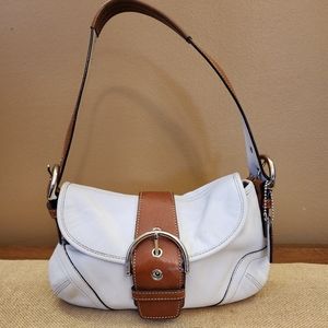 Coach White and Brown Shoulder Purse.